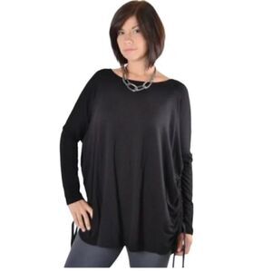 Bryn Walker Side Ruched Inman Lagenlook Tunic Black Small